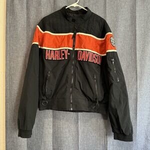 Vintage Harley Davidson Bomber Jacket Adult XL Racing‎ Biker Nylon 90s USA Made